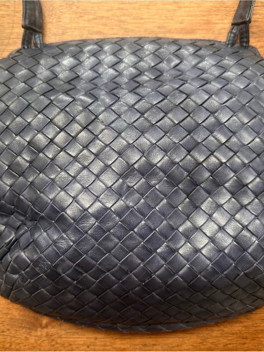 Bottega Veneta Navy Intrecciato Woven Leather Crossbody with Tassel - Picture 4 of 9